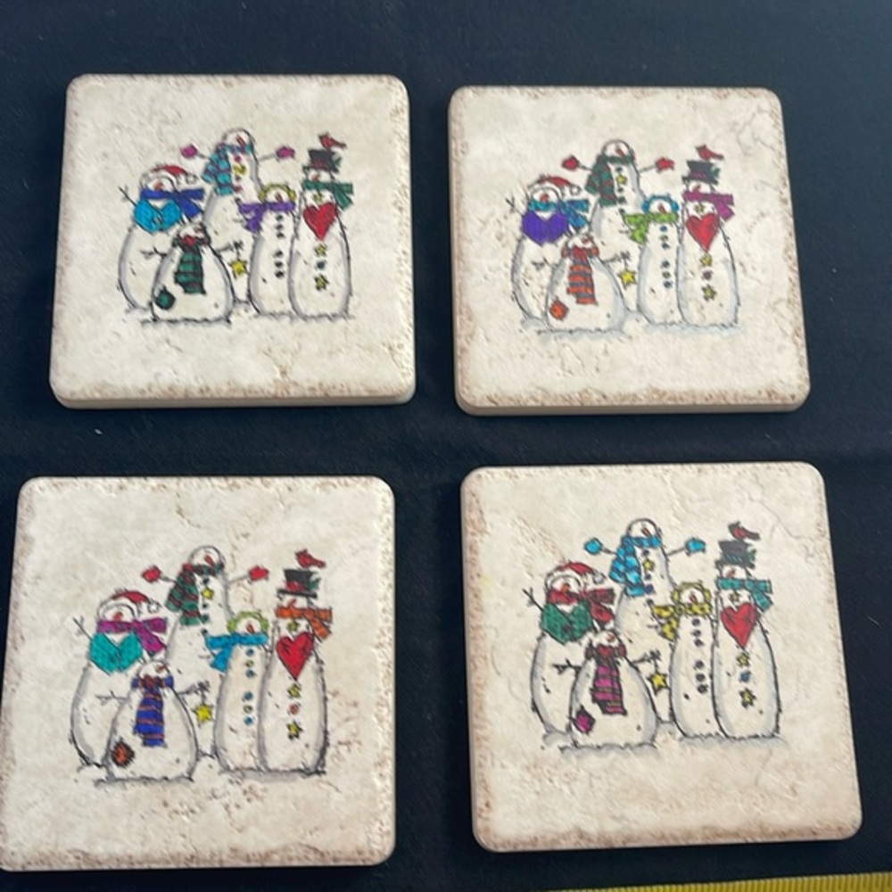 Snowman Ceramic Coasters set of 4